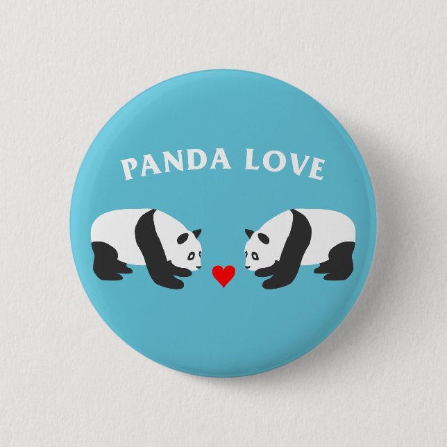 Panda Liebe (blau) Button (Vorderseite)