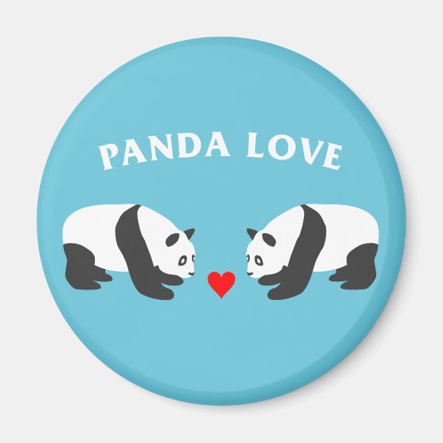 Panda Liebe (blau) Magnet (Vorne)