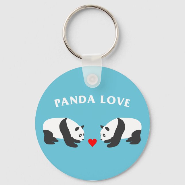 Panda Liebe (blau) Schlüsselanhänger (Vorderseite)
