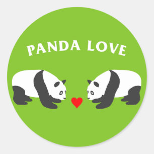 Panda Liebe (grün) Runder Aufkleber