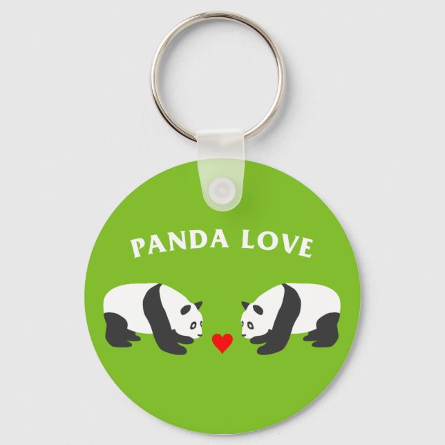 Panda Liebe (grün) Schlüsselanhänger (Vorderseite)