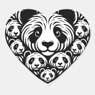 Panda-Liebe Herz-Aufkleber