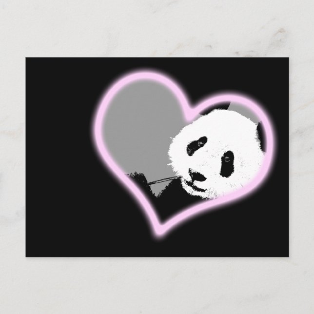 Panda Liebe. Neonlicht. Postkarte (Vorderseite)