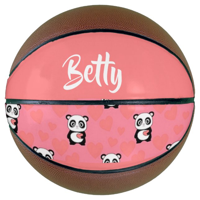 Panda Liebe rosa Muster Basketball (Vorderseite)
