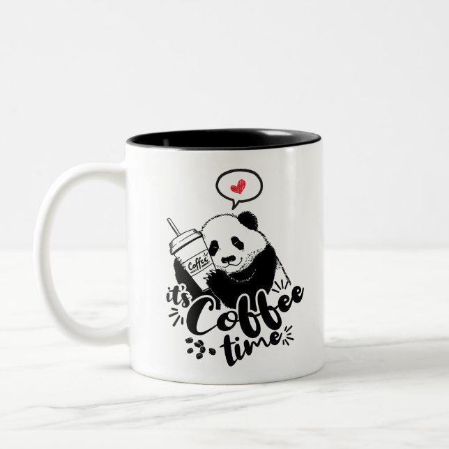 Panda-Liebekaffee Zweifarbige Tasse (Links)