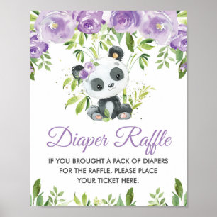 Panda Lila Blumengrün Bamboo Diaper Raffle Poster