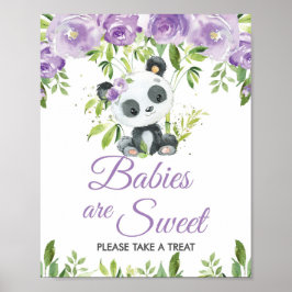 Panda Lila Blumengrün Bamboo Leckerei Favoriten Poster