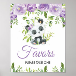 Panda Lila Floral Greenerie Bamboo Favors Signing Poster