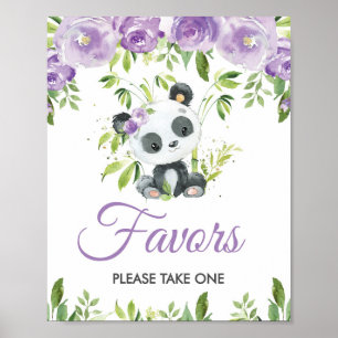 Panda Lila Floral Greenerie Bamboo Favors Signing Poster