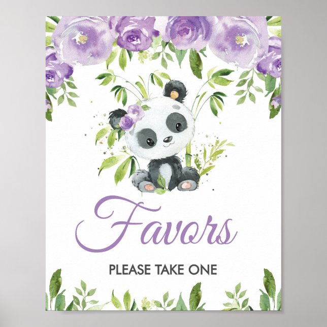 Panda Lila Floral Greenerie Bamboo Favors Signing Poster (Vorne)