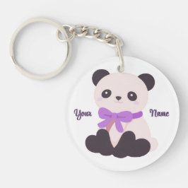 Panda Lila Schleife Süß Kawaii Benutzername Schlüsselanhänger