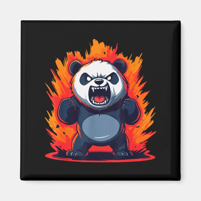Panda Looking Angry Graphic Funny Panda Kawaii  Magnet (Vorne)