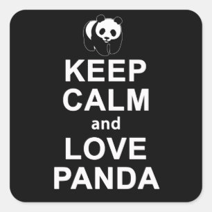 Panda Lover   Kepp Calm und Liebe Panda Quadratischer Aufkleber