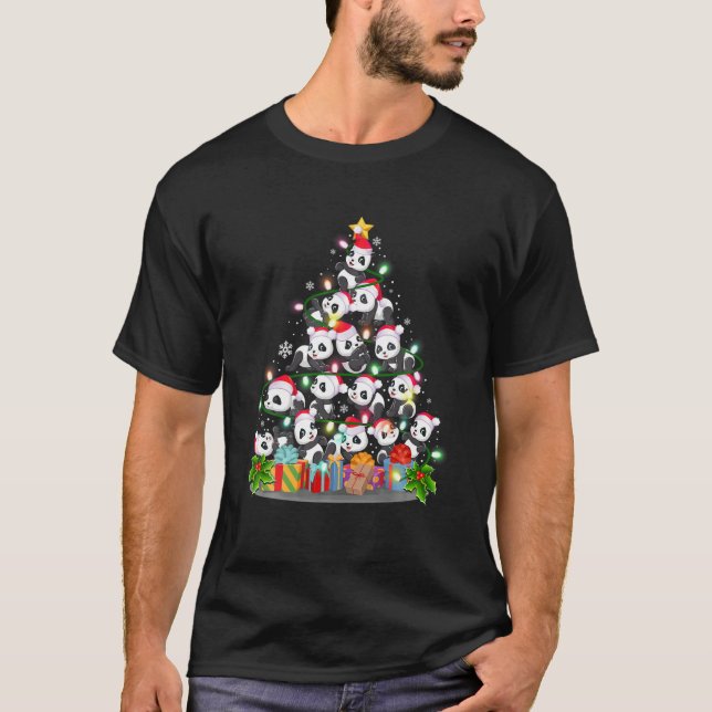 Panda Lover Xmas Geschenk Panda Weihnachtsbaum T-Shirt (Vorderseite)