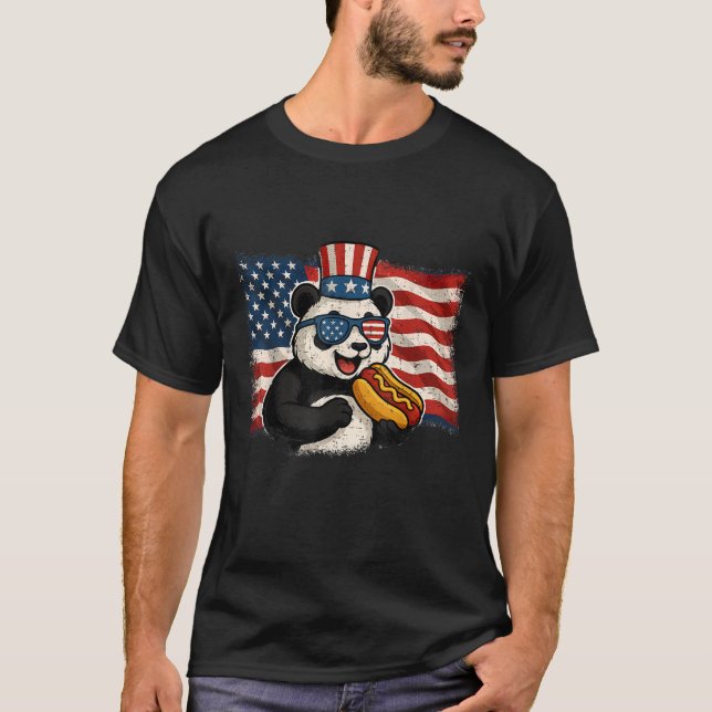 Panda Lovers Hotdog 4th Of July American Flag Patr T-Shirt (Vorderseite)