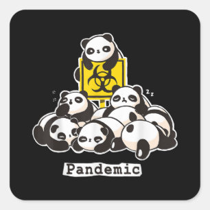 Panda Lovers Niedliche Panda Funny Pandemic Quadratischer Aufkleber
