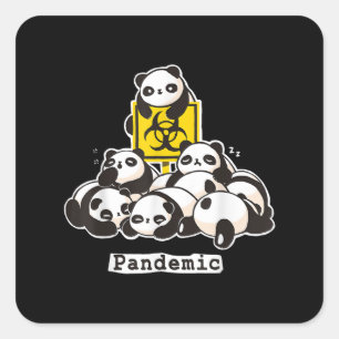 Panda Lovers   Niedliche Panda Funny Pandemic Quadratischer Aufkleber