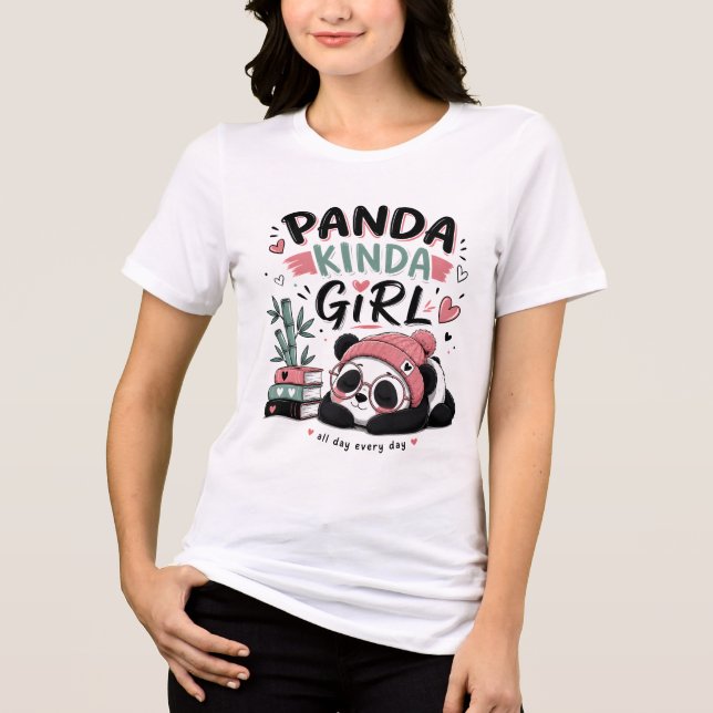 Panda-Mädchen Süßer Panda Tri-Blend Shirt (Vorderseite)