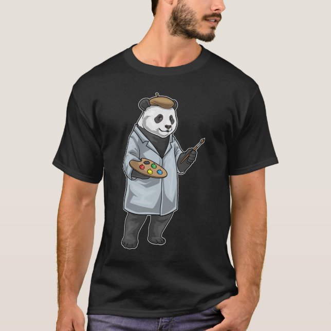 Panda-Maler-Pinselmalerei T-Shirt (Vorderseite)