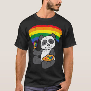 Panda-Malerei Tier LGBTQ Regenbogenflagge Gay Prid T-Shirt