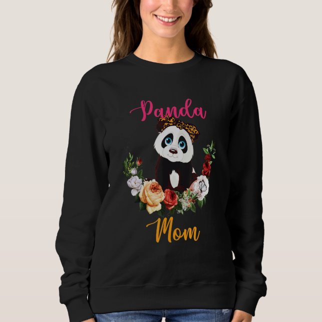 Panda-Mama Blumen-Panda-Fliege Liebhaber Muttertag Sweatshirt (Vorderseite)