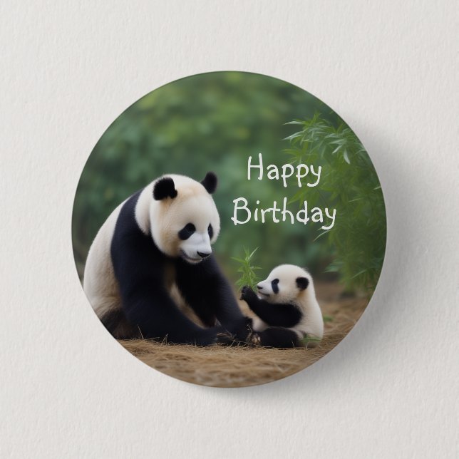 Panda Mama und Baby Button (Vorderseite)