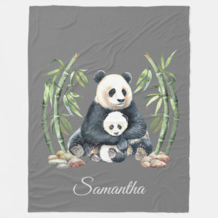 Panda Mama und Baby Personalisiert Gray Fleecedecke
