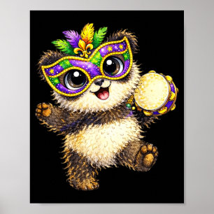 Panda Mardi Gras Nola Party Perlen Süße Kinder Jun Poster