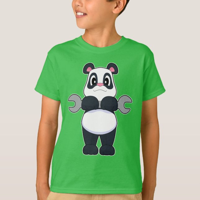 Panda Mechanic Wrench T-Shirt (Vorderseite)
