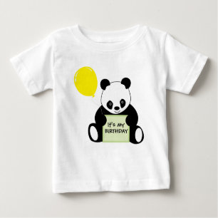 Panda mit Ballon-kundengerechtem Namensalter u. Baby T-shirt
