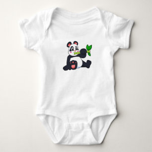 Panda mit Bamboo Baby Strampler
