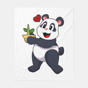 Panda mit Bamboo-Blume Fleecedecke
