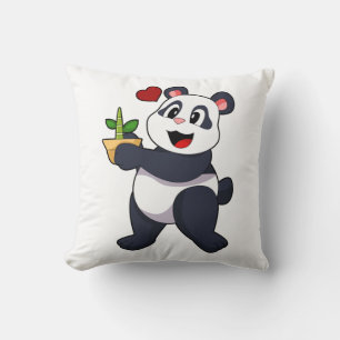 Panda mit Bamboo-Blume Kissen