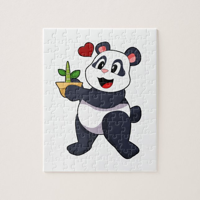 Panda mit Bamboo-Blume Puzzle (Vertikal)