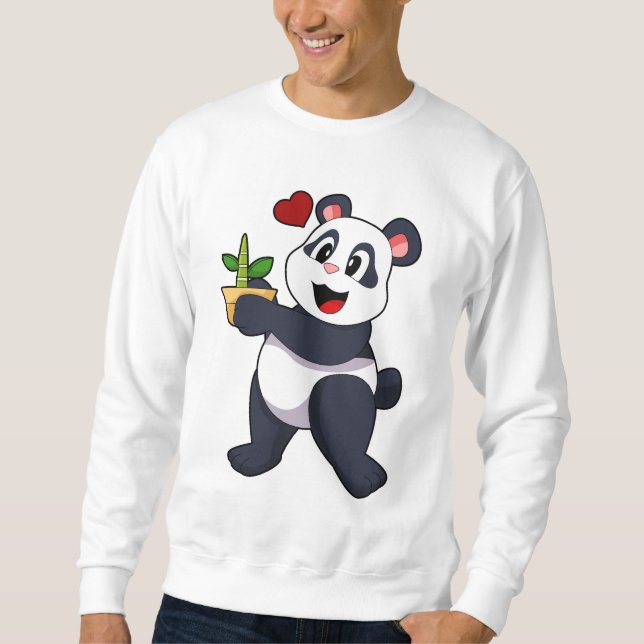 Panda mit Bamboo-Blume Sweatshirt (Vorderseite)