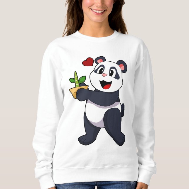 Panda mit Bamboo-Blume Sweatshirt (Vorderseite)