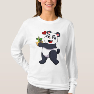 Panda mit Bamboo-Blume T-Shirt