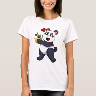 Panda mit Bamboo-Blume T-Shirt