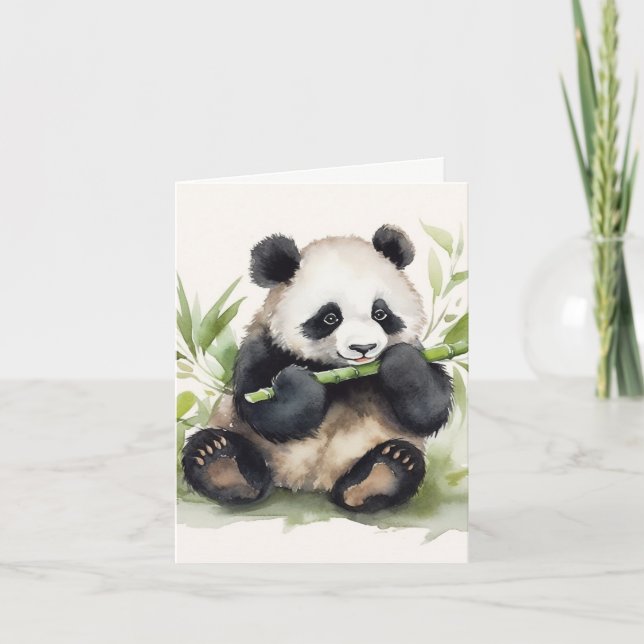 Panda mit Bamboo Vielen Dank Karte (Vorderseite)