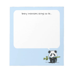 Panda mit Bambus-To-Do-Block Blau Notizblock