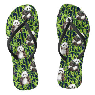 Panda mit Bambus Wasserfarbmuster Flip Flops