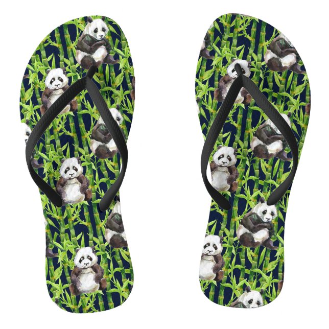 Panda mit Bambus Wasserfarbmuster Flip Flops (Fußbett)