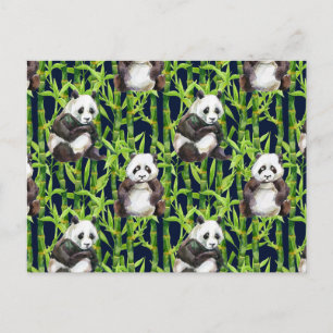 Panda mit Bambus Wasserfarbmuster Postkarte