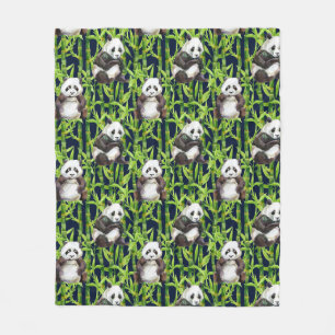 Panda mit BambusAquarell-Muster Fleecedecke