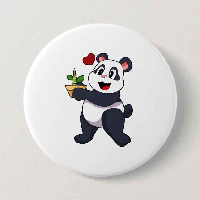Panda mit Bambusblüte Button (Vorderseite)