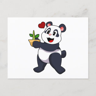 Panda mit Bambusblüte Postkarte