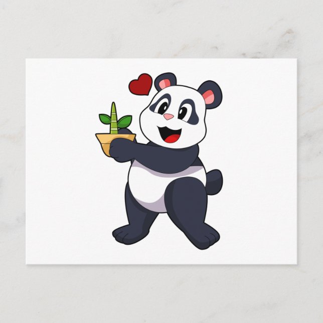 Panda mit Bambusblüte Postkarte (Vorderseite)