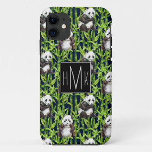 Panda mit Bambusmonogramm des Aquarell-Muster-  Case-Mate iPhone Hülle