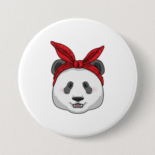 Panda mit Bandana Button (Vorderseite)