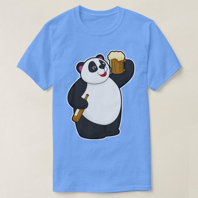Panda mit Bierflasche Bierflasche Tasse T-Shirt (Design vorne)